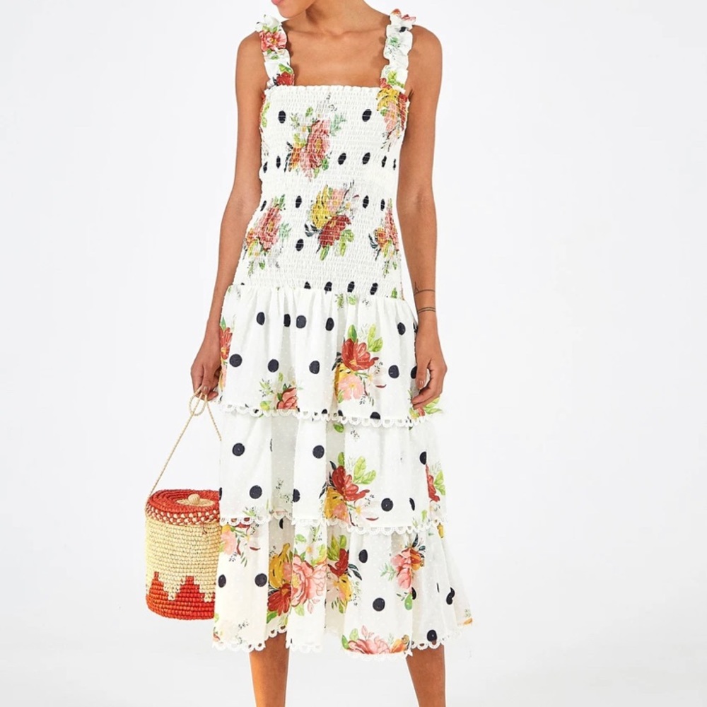 FARM Rio White Nanaju Midi Dress NWT Small